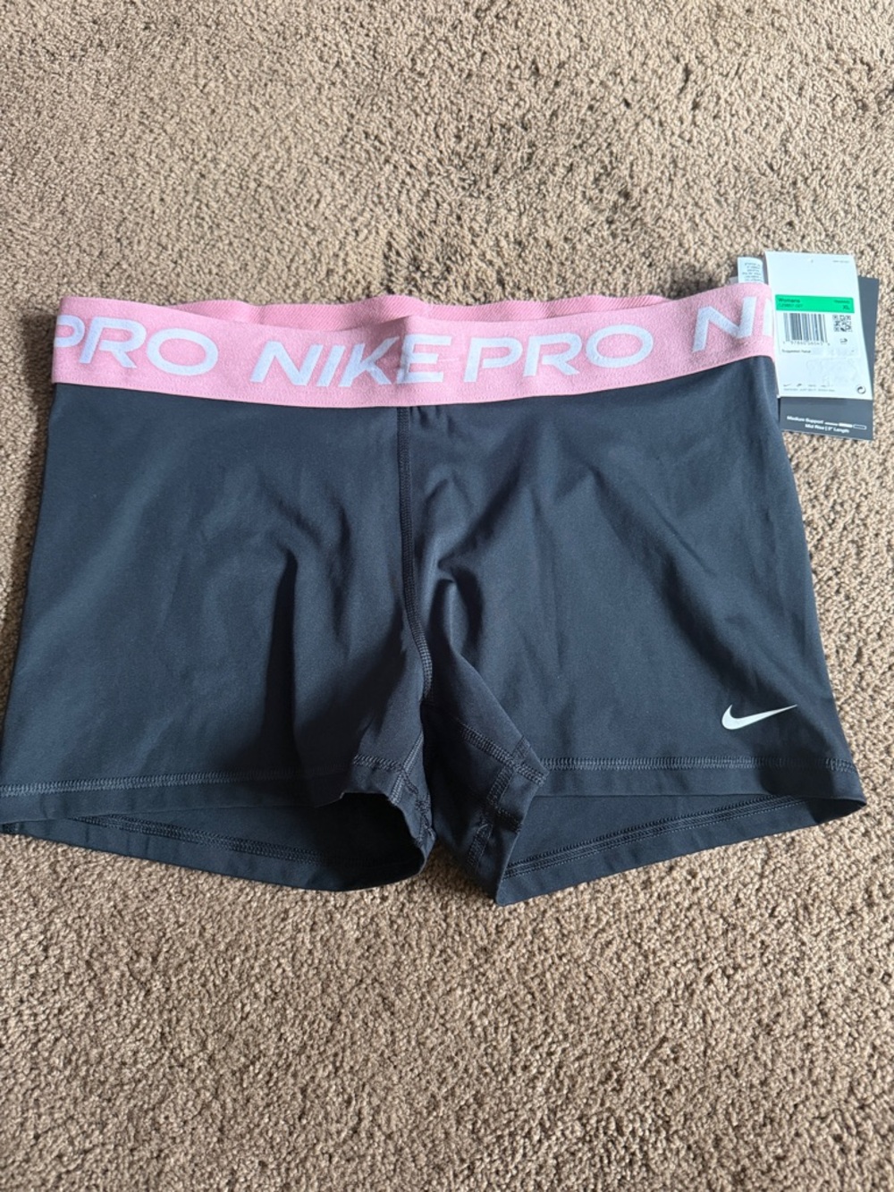 Nike Pro Black Shorts with Pink Waistband